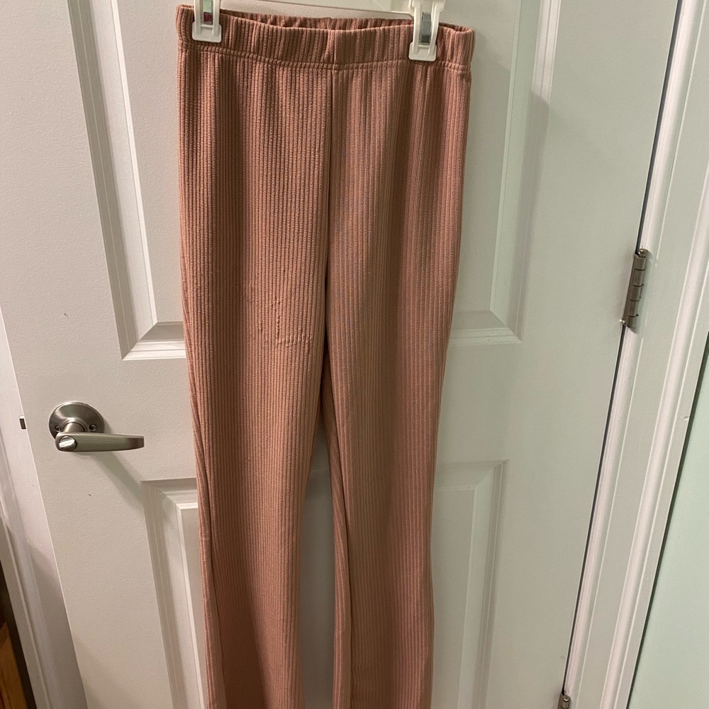 Beige ribbed flare pants Y2K - Picture 2 of 2